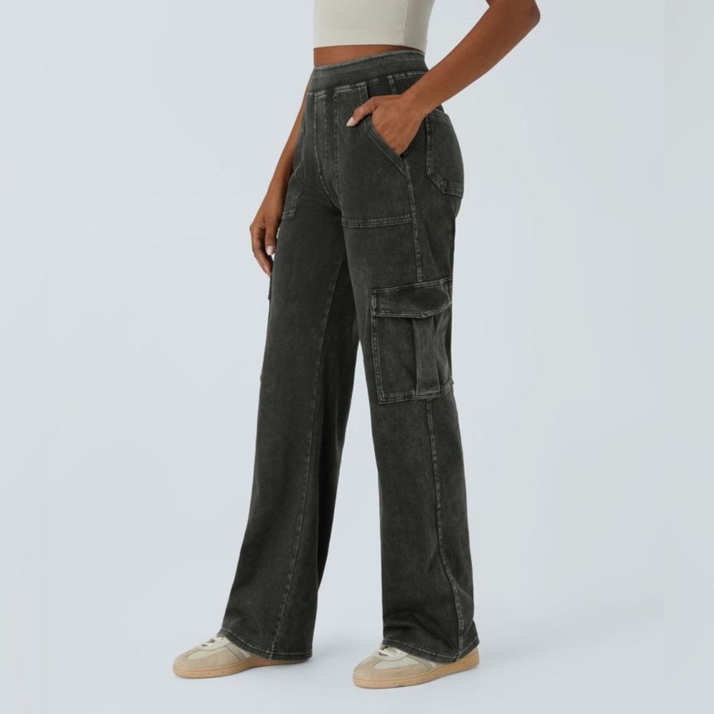 Halara Flex Mid Rise Straight Leg Stretchy Cargo Pants Jeans XS Tall